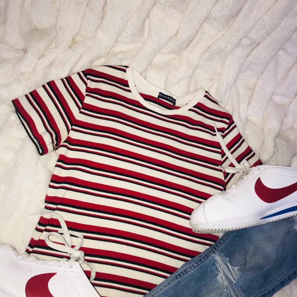 Brandy Melville Red Striped T-Shirt